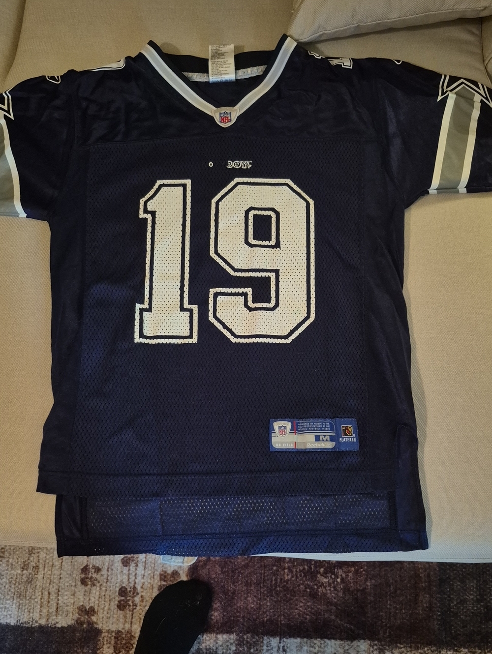 Reebok Boys' Navy Blue Football Jersey with White Number 19